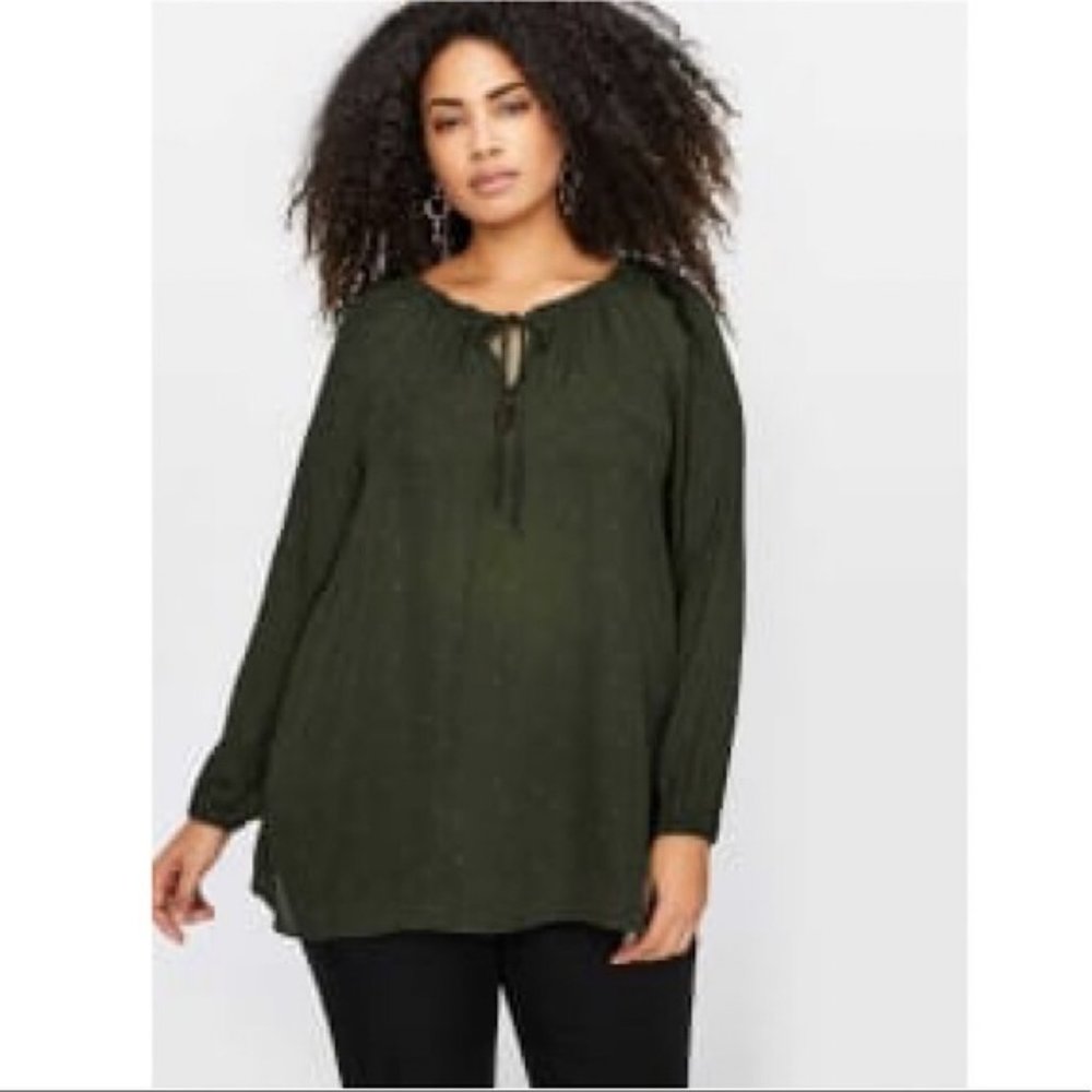 Michel Studio Printed Drawstring Blouse
